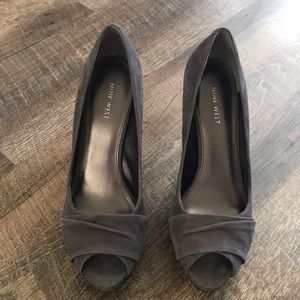 Nine West dark gray suede heels